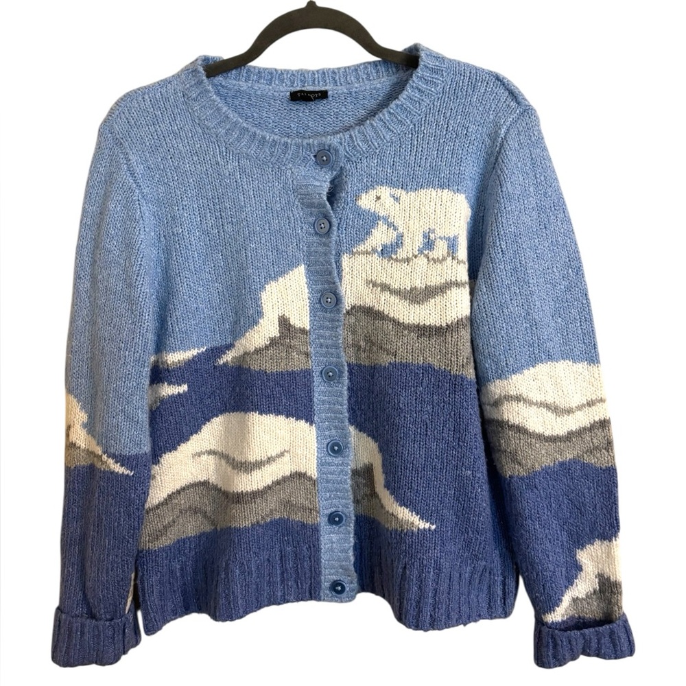 Talbots‎ Crewneck Polar Bear Blue Cardigan Medium